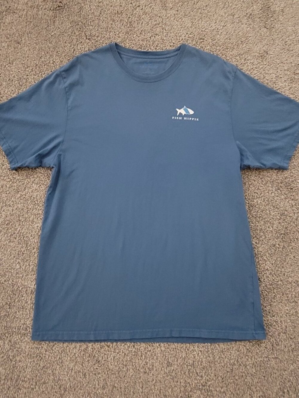 Men's Blue Fish Hippie Short Sleeve T-shirt X-Large